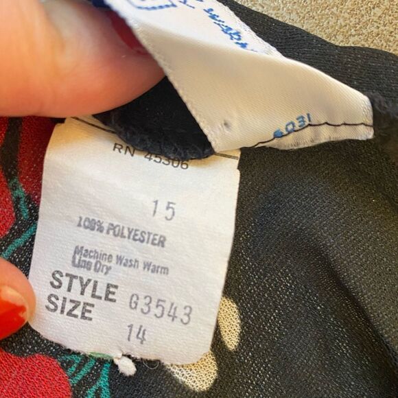 Vintage sears sheer floral polyester button up size 14 - Picture 9 of 9